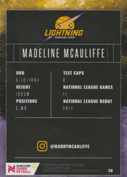 2018 Tap 'N' Play Suncorp Super Netball #38 Madeline McAuliffe Back